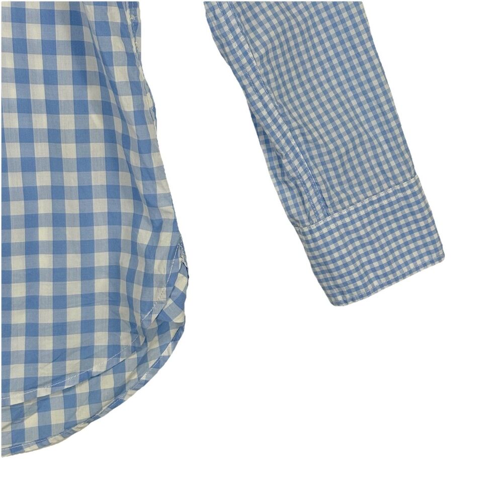J. Crew Shirt Womens 4 Boy Blue White Gingham Prairie Button Up Garden Farmcore - Picture 3 of 8